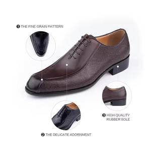 Chaussures habillées formelles de mariage pour hommes, élégantes et personnalisées, faites à la main, en cuir véritable, lacets, scellées en haut, hauteur - Product Image 3