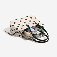 Tas Tangan Kanvas Polkadot Segar Musim Semi Musim Panas Korea untuk Wanita Tas Tote Travel Gaya Baru Multi Saku Kapasitas Besar