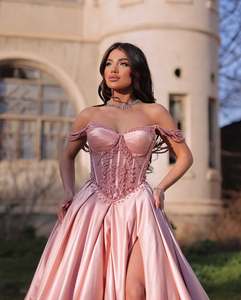 Ruolai WL025 Sweetheart collo <span class=keywords><strong>con</strong></span> spalline perle Satin gonfio abito da sera <span class=keywords><strong>lungo</strong></span> formale <span class=keywords><strong>con</strong></span> <span class=keywords><strong>spacco</strong></span> alto sul <span class=keywords><strong>davanti</strong></span> - Product Image 6