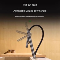 Robinet de cuisine monocommande gris anthracite en céramique avec douchette extractible, entièrement en cuivre, pivotant pour éviers de légumes et de vaisselle