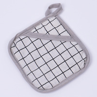 Set de table épaissi de style japonais pour table à manger, tapis pour bol et tasse, tapis isolant thermique carré en coton et lin à carreaux