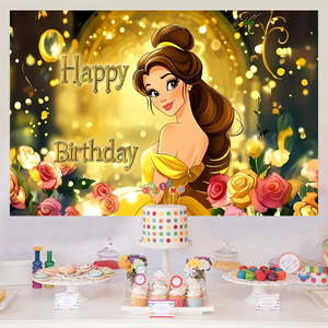 Sfondo Fotografico Principessa Belle 5*3ft 7*5ft per Baby Shower, Decorazioni per Feste di Compleanno per Bambine - Product Image 3