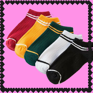 Women Ankle Socks Cotton Breathable 5 Color Combination Solid Striped Low Cut Summer Autumn Casual Style - Product Image 5