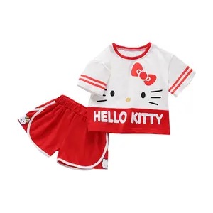 baby kleidung mädchen hallo kitty Suppliers-Großhandel Kinder kleidung benutzer definierte Mädchen Kleidung setzt Kinder 2 Stück kurze Hallo Kitty Set mit super Qualität
