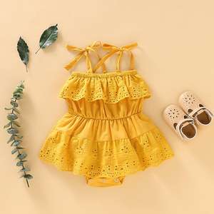 Wholesale <b>Baby</b> Lace Romper <b>Jumpsuit</b> Newborn <b>Baby</b> Sling Outfits Sunsuit - Product Image 3