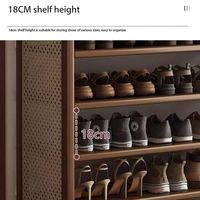 Meuble à chaussures moderne à 6 niveaux en bois et rotin avec poignée, étagère de rangement autoportante pour entrée, chambre et couloir