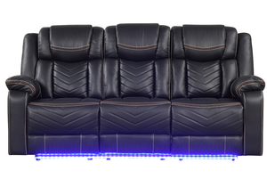 Canapé inclinable électrique moderne en similicuir en forme de U avec LED, 3 pièces (canapé + causeuse + fauteuil) avec porte-gobelets, console causeuse et haut-parleurs Bluetooth - Product Image 4