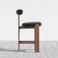 Chaise de bar en bois et tissu, tabouret de comptoir avec dossier, mobilier de restaurant moderne