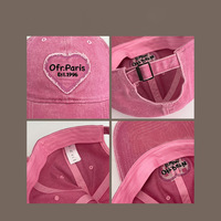 Logo personnalisé Broderie Nouveau 6 Panneau Lavé Lourd Pigment Teint Coton Doux Femmes Rose Patch Baseball Hat Cap
