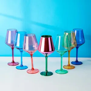 450ml Custom Acrylic Plastic Goblet Blue Plastic Wine Goblet Cups For Champagne Drinkware Drinking Indoor Outdoor