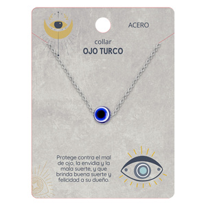Collana occhio turco in acciaio Color argento con catena a maglie alla moda placcata in oro con zircone di perle diamantate per regalo o festa - Product Image 5