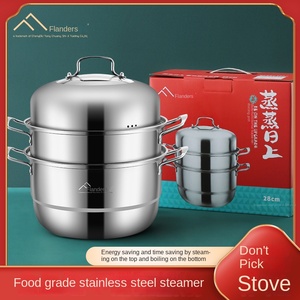 Yolecen fornitura diretta della fabbrica in acciaio inossidabile a vapore di grande capacità domestica a doppia griglia Design a tre strati per la cottura a vapore panini - Product Image 3