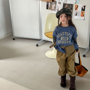 <span class=keywords><strong>Pantaloni</strong></span> <span class=keywords><strong>Cargo</strong></span> in Cotone Lavato Stile Coreano per Bambini, Collezione Autunno 2026, per Ragazzi e Ragazze - Product Image 4