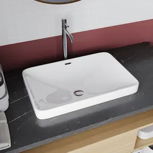 Cupc phòng tắm chậu rửa tủ thả trong bồn rửa Countertop trắng hình chữ nhật gốm phòng tắm lưu vực