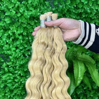Pirang 613 ekstensi jumlah besar rambut cerpelai mentah dalam stok vendor rambut tidak diproses kutikula Virgin Cabello Humano Virgen