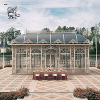 Invernadero Decorativo de Estilo Victoriano Grande BLVE, Invernadero de Hierro Forjado con Cúpula, Gazebo para Jardín, Invernadero para Exteriores