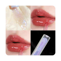 Le plus récent brillant à lèvres transparent 4 couleurs Hydrater le brillant à lèvres aux fruits Doodle pour les filles et les femmes