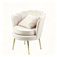 Fauteuil en velours au design moderne en forme de pétale, fabrication directe d'usine, pieds en métal doré de luxe, chaise ergonomique, chaise longue stable