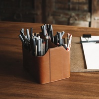 Organisateur de bureau rectangulaire en cuir PU écologique et durable, multi-compartiments, avec emplacement pour tablette et télécommande