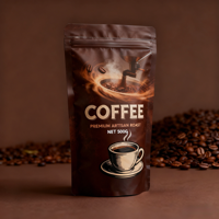 Sachets Doypack personnalisés en plastique PE de qualité alimentaire, mats, à fond plat, pour l'emballage de poudre, de thé, de café, avec fermeture éclair
