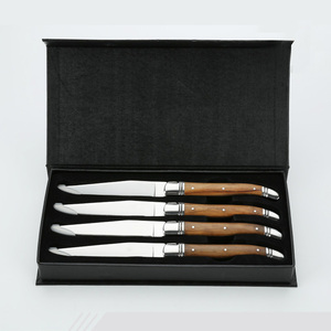 <span class=keywords><strong>Couteau</strong></span> à <span class=keywords><strong>steak</strong></span> dentelé de luxe <span class=keywords><strong>Laguiole</strong></span>, 5 pouces, acier inoxydable, écologique, passe au lave-vaisselle, design moderne classique, olive - Product Image 6