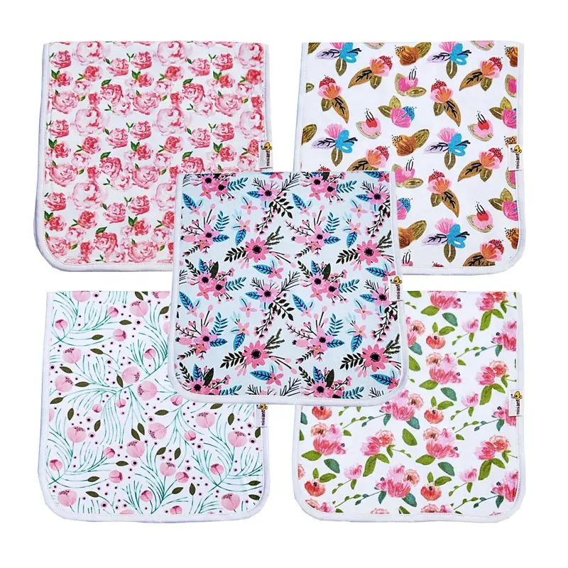 high quality triple layer waterproof large 20 by 10 100 Organic cotton muslin baby burp cloths 5 pack