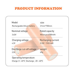 3.7v lityum iyon piller 18.8wh 4800mah 5000mah 5c lityum iyon hücreleri güç elektrikli araba mobil el feneri için 21700 pil - Product Image 2