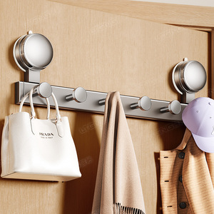 Wall Mounted Suction Cup <b>Hook</b> Storage Rack Self <b>Adhesive</b> Minimalist Design For Door Back Clothes Hanger Entrance Use - Product Image 1