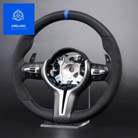 Volant en fibre de carbone pour BMW F30 F10 E90 avec Alcantara suède et marqueur bleu pour M3 M5 F20 F25 E70, volant de course