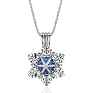 Regalo di natale Fiocco di Neve In <span class=keywords><strong>Argento</strong></span> Placcato Sfera Di Cristallo Piccola Gabbia del Fiocco di Neve Del Pendente Della <span class=keywords><strong>Collana</strong></span> - Product Image 2