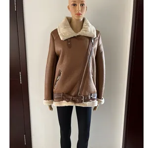 Factory Custom Warm Wind breaker Kunst pelz PU Lederjacke Herbst Winter jacke Damen mantel Winter produkt Damen jacken