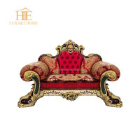Ensemble de canapés turcs anciens sculptés en hêtre, design européen, mobilier de salon royal en tissu