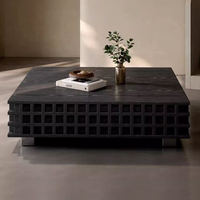 Table basse carrée contemporaine en bois noir pour salon et maison