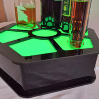 Bar Discothèque Logo personnalisé Acrylique Led Coloré Lumineux Hexagonal Présentoir À Vin Porte-Vin Base Bouteille Glorifier