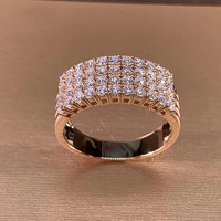 Vente en gros de bagues d'éternité de luxe plaquées or rose pour femmes bagues de fiançailles larges en zircon rond étincelant BijouxGJZ0946