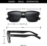DUBERY Officiel 2026 D518 Lunettes de soleil carrées vintage pour hommes et femmes, polarisées PC UV400, montures tendance blanc or rouge jaune