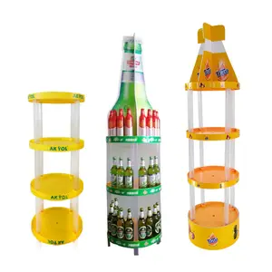 Customized Retail store plastic round bottle shape beverage display rack shelf display rack for beer drink