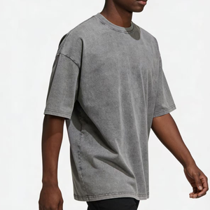 Fabricant de vêtements avec logo OEM, fourniture de t-shirts personnalisés brodés en 3D, effet délavé, pour hommes, modèle Edage Boxy - Product Image 6