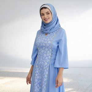 Robe Abaya en coton de haute qualité, design moderne, décontractée au quotidien, avec perles, pour femmes musulmanes - Product Image 1