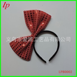 Bandeau à nœud à paillettes bleu, accessoire décoratif pour cheveux, pour femmes et filles - Product Image 2