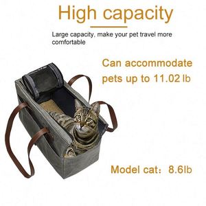 Free sample Portable Soft-Sided Wax Canvas Portable Outdoor Safety Dog <b>Cat</b> Pet <b>Carrier</b> Tote Purse <b>Bag</b> With Adjustable Tether - Product Image 2