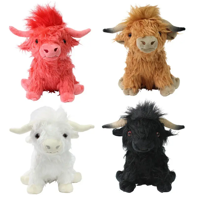 Factory wholesale 4-color 25cm Scotland Highland Cow plush toys simulation yak dolls gifts for children