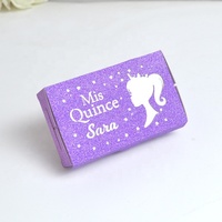 Boîtes cadeaux Cendrillon découpées au laser avec fenêtre et noms personnalisés pour la fête de Quinceañera