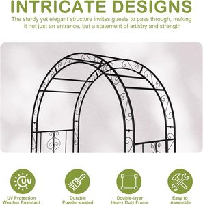 Arche de jardin de 7 pieds, arche métallique robuste, support décoratif pour treillis, idéale pour cérémonies de mariage, fêtes et plantes grimpantes - Product Image 3