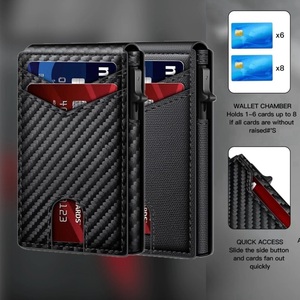 Portefeuille tactique pour homme en fibre de carbone avec blocage RFID, fin, à rabat, avec porte-cartes magnétique, fente pour carte d'identité, poche avant - Product Image 3