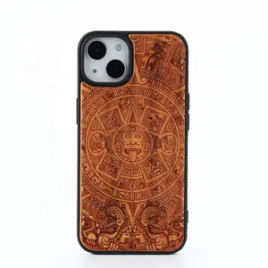 Durable Real Wood Shell Laser Engraving Custom Design Handmade Wood Phone Case For iphone X 13 14 15