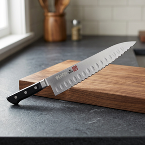 Professional Stainless Steel Wave Blade Chef <b>Knife</b> with Serrated Edge Plastic Handle Dishwasher <b>Safe</b> Made in Japan 24cm - Product Image 3