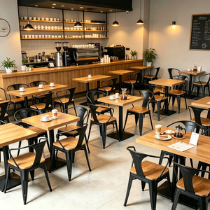 Mesa de Comedor de Estilo Industrial Retro con Estructura Metálica, Sillas de Comedor, Mesa de Comedor Rectangular de Madera para Bar o Restaurante - Product Image 6