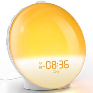 Sveglia con Doppio Allarme e Lampada <span class=keywords><strong>da</strong></span> Comodino, Suoni Naturali, Radio, <span class=keywords><strong>Orologio</strong></span> <span class=keywords><strong>da</strong></span> <span class=keywords><strong>Tavolo</strong></span> per Uso Quotidiano, Luce per Svegliarsi - Product Image 1