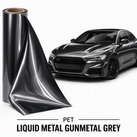 Film de protection automobile en PET gris bronze métallisé liquide 1,52*15m 7,5mil, vinyle autocollant chromé haute brillance pour changement de couleur, protection de carrosserie automobile